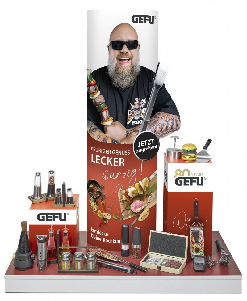Poids à Viande GEFU Noir - Pour Steaks Et Hamburgers, Cuisson Homogène, Poignée En Bois